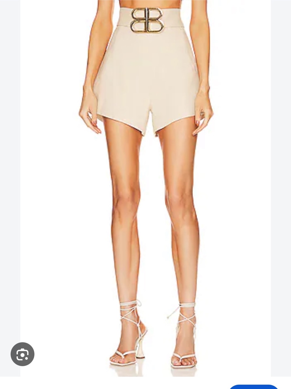 Bronx and Banco Cream High-Waist Belted Shorts